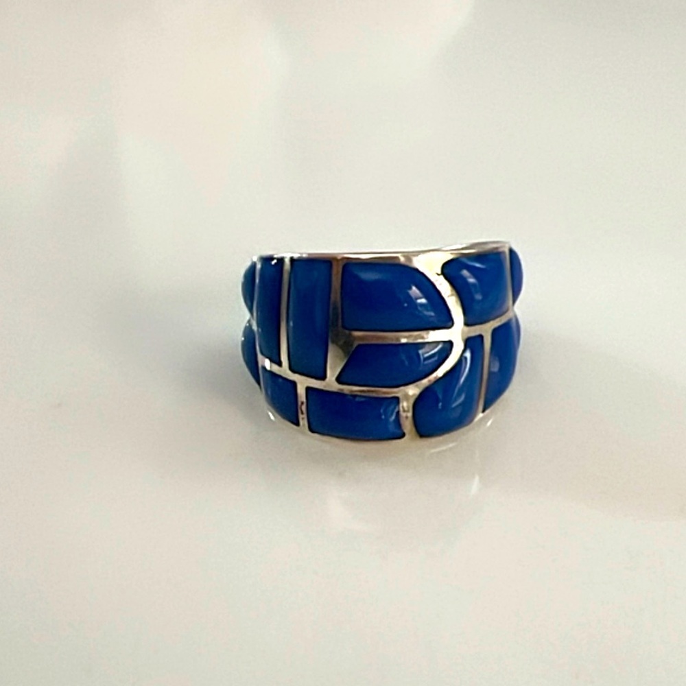 925 Sterling silver with Lapiz stone size 9 Made in Mexico